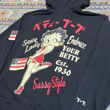 90s BETTY BOOP 베티짱 풀 집업 후드티 빈티지 LL