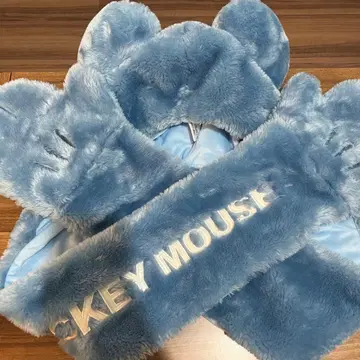 미키마우스 귀 포함 후드 장갑 파랑