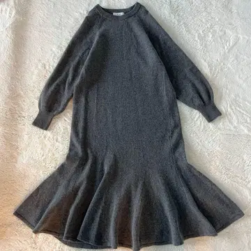 슬로브 이에나 플레어 원피스 울 니트 그레이 머메이드 36