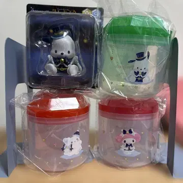 산리오 해피 복권 포차코 피규어+캐니스터 4종 세트