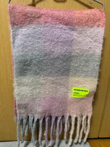 MAISON DE MER 체크 무늬 머플러 핑크