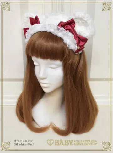 쿠먀쨩의 복슬복슬 쿠먀미미 퍼 머리띠 오프화이트 x 크림슨