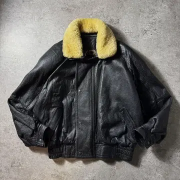 [ 90s ] G-1 A-2 플라이트 가죽 자켓 무스탕 옷깃 보아