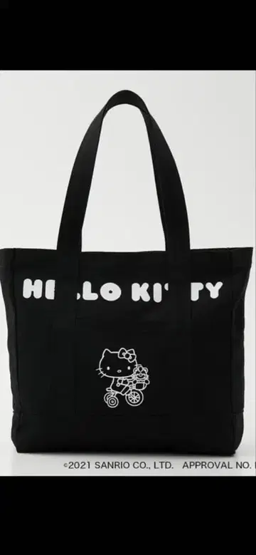 택 포함 새상품 로데오 크라운 x 헬로키티 한정판 콜라보 토트백 블랙