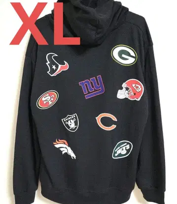 [ 새상품 ] NFL 레이더스 팀 로고 프린트 지퍼 후드티 올 패턴 XL