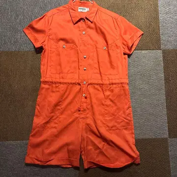 오렌지 숏 올인원 반팔 점프수트