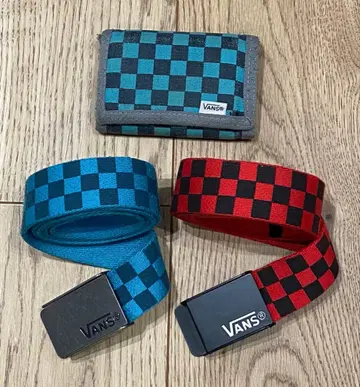 VANS 반스 가챠 벨트 지갑 세트 체크 무늬 깃발