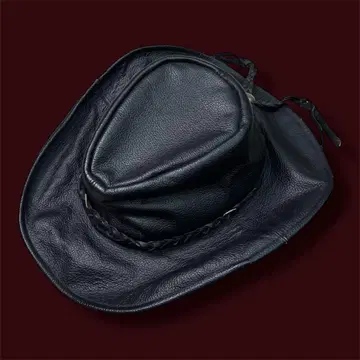 70s 80s 멕시코제 가죽 햇 멕시칸 블랙 프린지