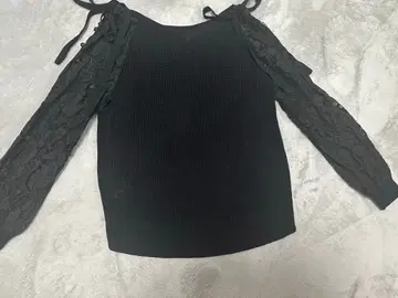 블랙 레이스 슬리브 니트탑 사이즈 36