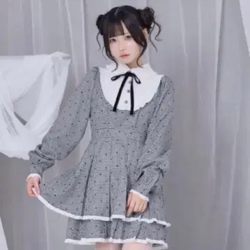 최저가 허니시나몬 벨로아 리본 배색 요크 원피스