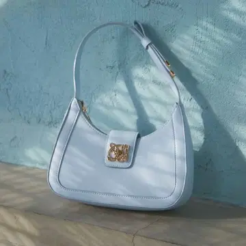 VIS 핸들 리본 원숄더백 색스 블루