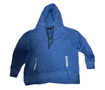 KUUUPY 후드티 M 사이즈 블루 하프 지퍼 후드 부착