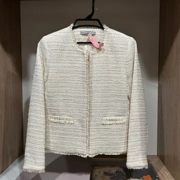 띠어리 럭스 트위드 노카라 자켓 036 7호