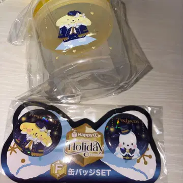 산리오 홀리데이 Happy 복권 캐니스터 캔뱃지 SET 폼폼푸딩