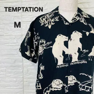 TEMPTATION 테테이션 아트 프린트 반팔 셔츠 M 블랙