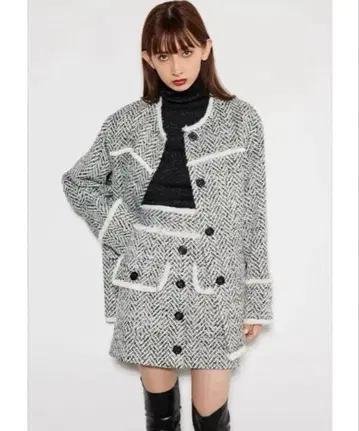 rienda 노카라 트위드 울 MIX 코트
