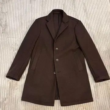 브라운 체스터 코트 울 혼방 INHERIT