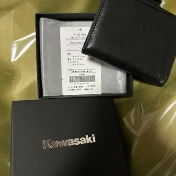[ 새상품 ] kawasaki 오일 가죽 스마트 지갑 블랙