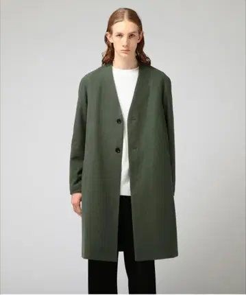 tk 롱 코트 V넥 올리브 그린 멋진 디자인
