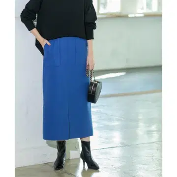 OPAQUE.CLIP 울 라이크 스트레치 타이트 스커트 로얄 블루 M