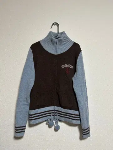 adidas 하이넥 스웨터 브라운/그레이 지퍼 스웨터