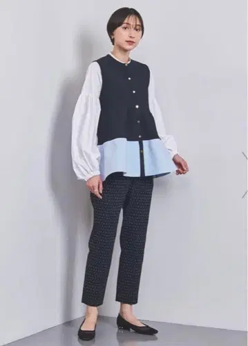 새상품급 UNITED ARROWS 바이컬러 티어드 베스트 FREE