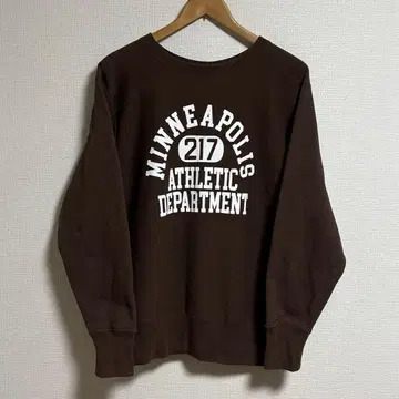 챔피온 리버스 위브 파랑 택 복각 3단 프린트 맨투맨 브라운 XL