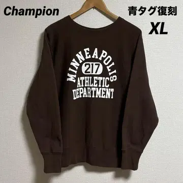 챔피온 리버스 위브 파랑 택 복각 3단 프린트 맨투맨 브라운 XL