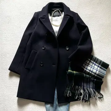 컨디션 최상 스픽 앤 스팬 울 피코트 네이비 38 더블 브레스트