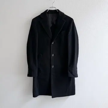 최고급 LARDINI 카멜 100% 체스터 코트 44 블랙 남성용