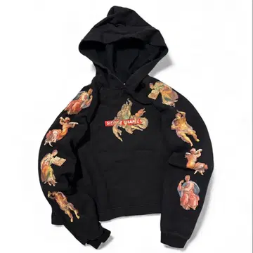 ZARA 시스티나 예배당 아트 크롭 후드티 L 블랙