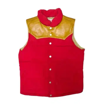 House of Blues 레드 가죽 다운 베스트