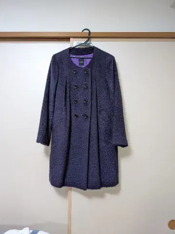 여성용 노카라 울 코트 퍼플 계열