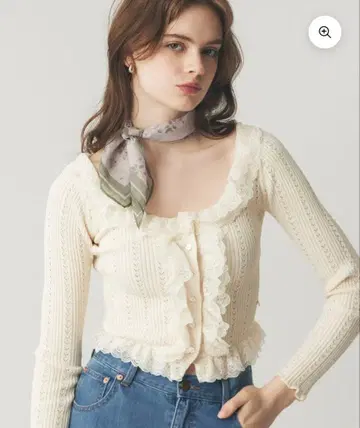 미사용 새상품 ME COUTURE 아이렛 레이스 니트 가디건