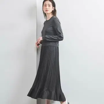 UNITED ARROWS 콤비 플리츠 원피스