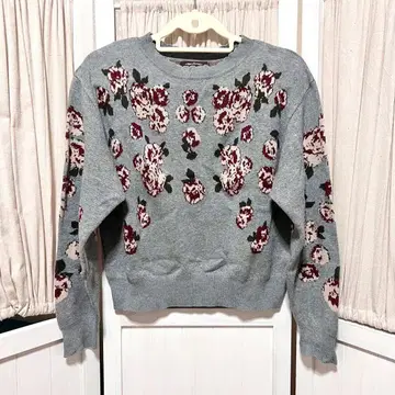 axesfemme nostalgie 배색 로즈 패턴 니트 PO