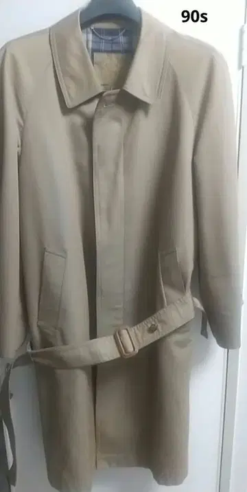 트렌치코트 베이지 체크 구제 의류 90s 빈티지