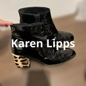 카렌 립스 블랙 에나멜 송치 힐 부츠