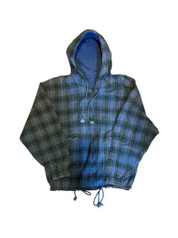 90s 체크 지퍼 후드티 인도산