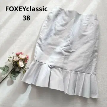 폭시 클래식 무릎 기장 머메이드 스커트 절개 프릴 화이트