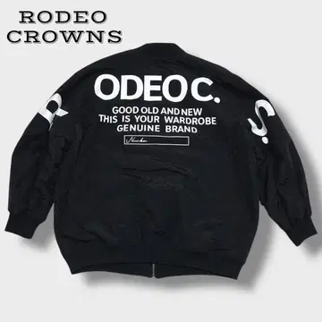 새상품급 로데오 크라운 롱 나일론 블루종 백 프린트 블랙 프리 사이즈