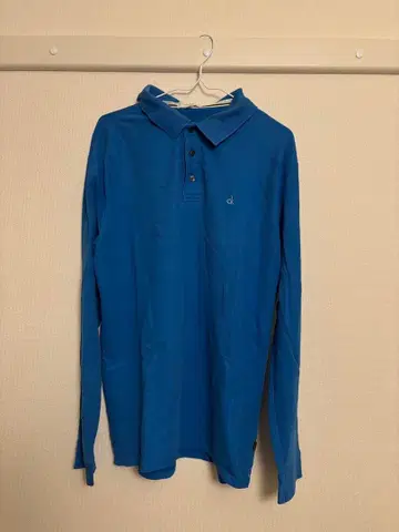 캘빈 클라인 긴팔 피케 셔츠 L 파랑