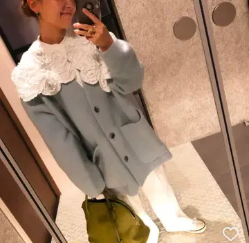 [ yori ] 울 모헤어 샤기 자켓 라이트 블루 착용 1회 새상품급