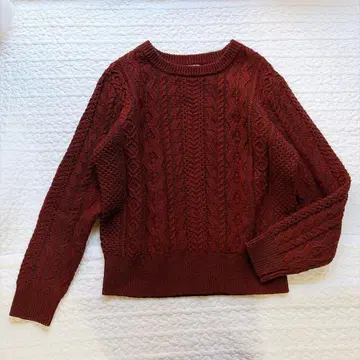 매킨토시 철학 울 혼방 케이블 짜임 아란 니트 브라운