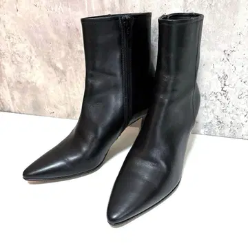 새상품급 [ PELLICO ] 가죽 숏부츠 핑힐 블랙 36