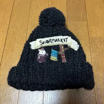 CA4LA 니트 모자 자수 비즈 애니멀 무늬 염소 울 폼폼