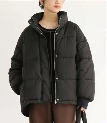 누아르 충전솜 볼륨 블루종 아우터 블랙