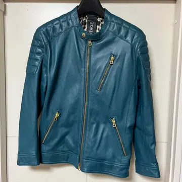 틸 컬러 가죽 라이더 자켓