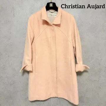 크리스찬 오자르 알파카 혼방 울 코트 롱 핑크 재기