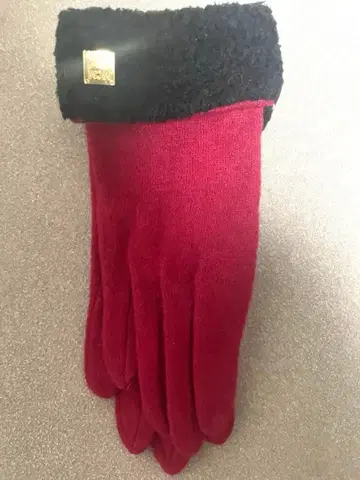 [ 미사용 새상품 ] MCM 와인 레드 퍼 장갑